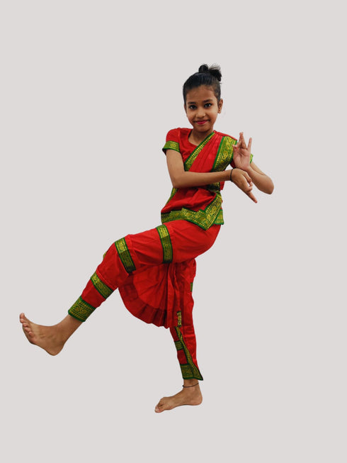 BookMyCostume Bharatanatyam Saree Indian Classical Dance Costume for Girls | Kids & Adult Fancy Dress Costume